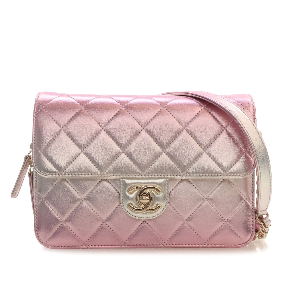 Pre-Loved Chanel Large Quilted Gradient Metallic Lambskin Like A Wallet Flap
